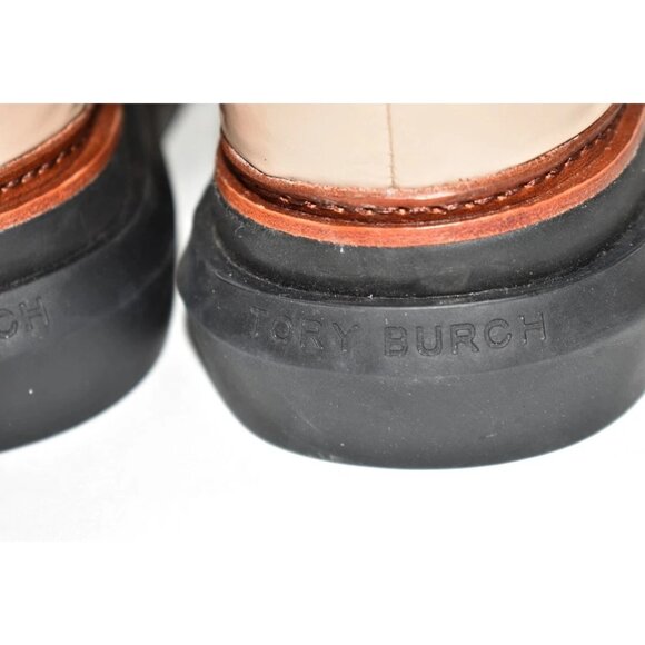 $500 TORY BURCH QUILTED PADDED PUFFER SNOW BOOTS PATENT BEIGE LOGO 9.5 (MG8) - Picture 7 of 7